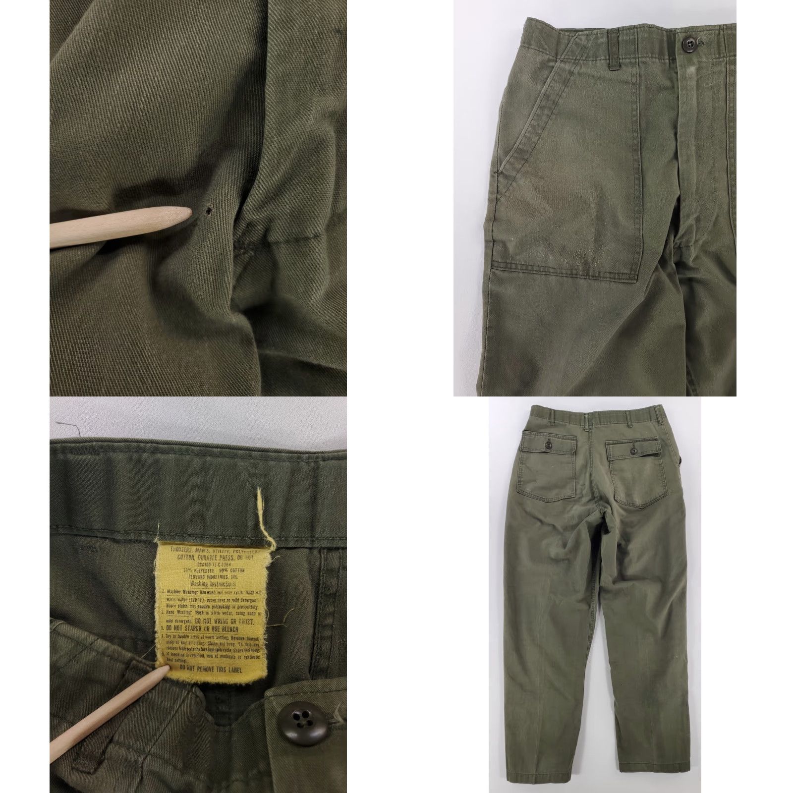 Olive VINTAGE US Military 70s OG 507 Pants Olive Green Distressed Mens 33x30 Chino Clothing Size US 33 - 8 Thumbnail