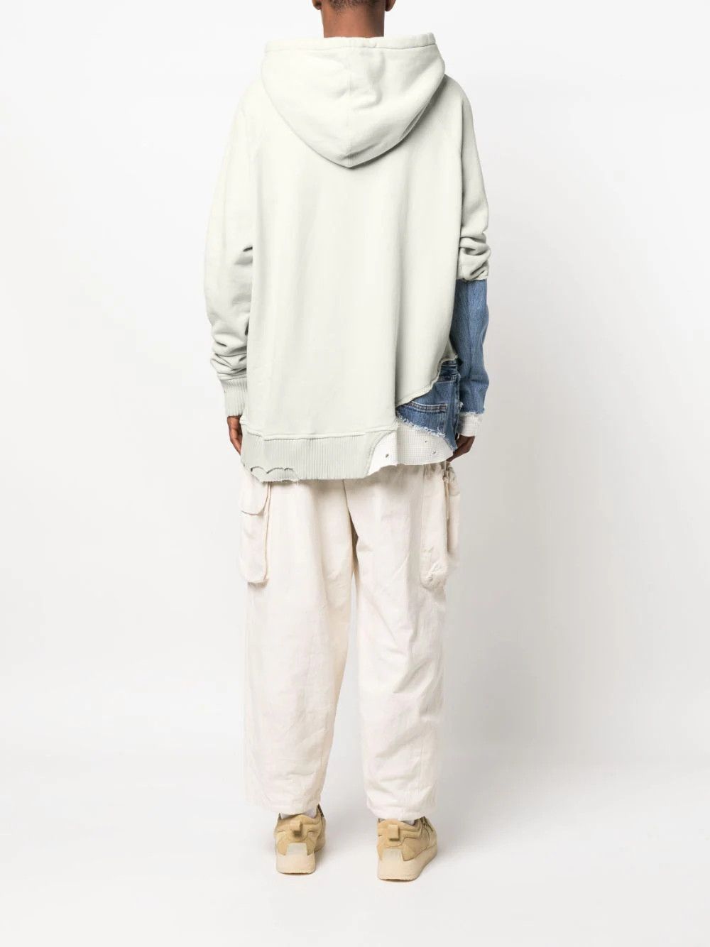 Greg Lauren $1250 NWT White/Denim Fragment Hoodie Large (Size 3) Size US L / EU 52-54 / 3 - 8 Thumbnail