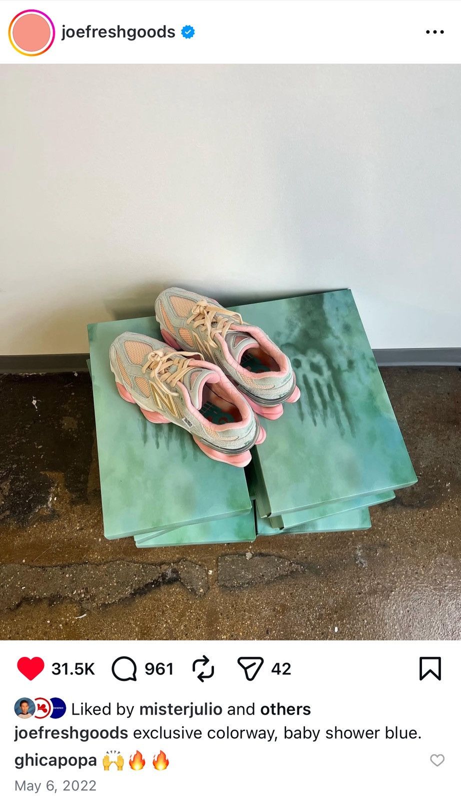 Joe Freshgoods × New Balance U9060JG1 JFG iNSiDE VOiCES NB 9060 BABY BLUE PALE PiNK SUEDE Size US 10 / EU 43 - 1 Thumbnail