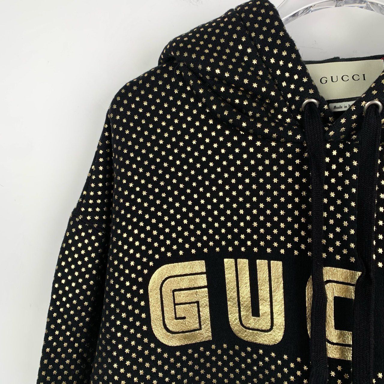 Gucci Gucci Logo and Star Print Hooded Black and Gold Cotton Long- Size S / US 4 / IT 40 - 6 Thumbnail