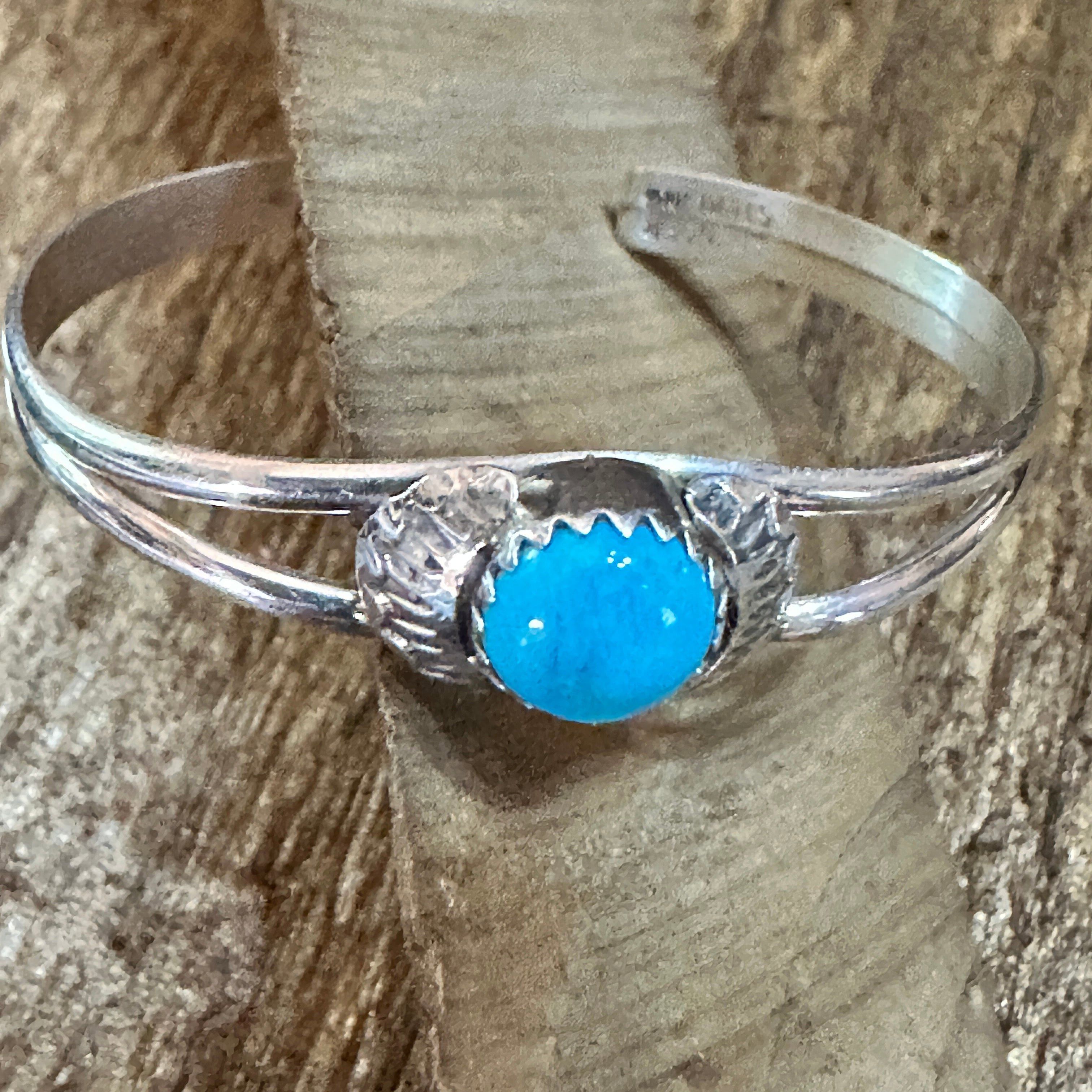 Other Handmade Navajo Sterling Silver & Turquoise Baby Cluster Cuf Size ONE SIZE - 4 Thumbnail