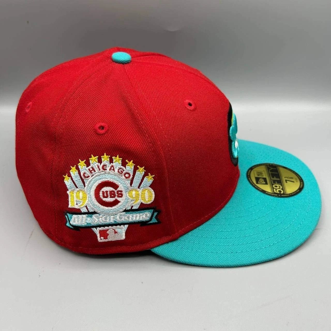 New Era Chicago Cubs Hat Men 7 3/8 Red Blue MLB Fitted Cap Size ONE SIZE - 6 Thumbnail
