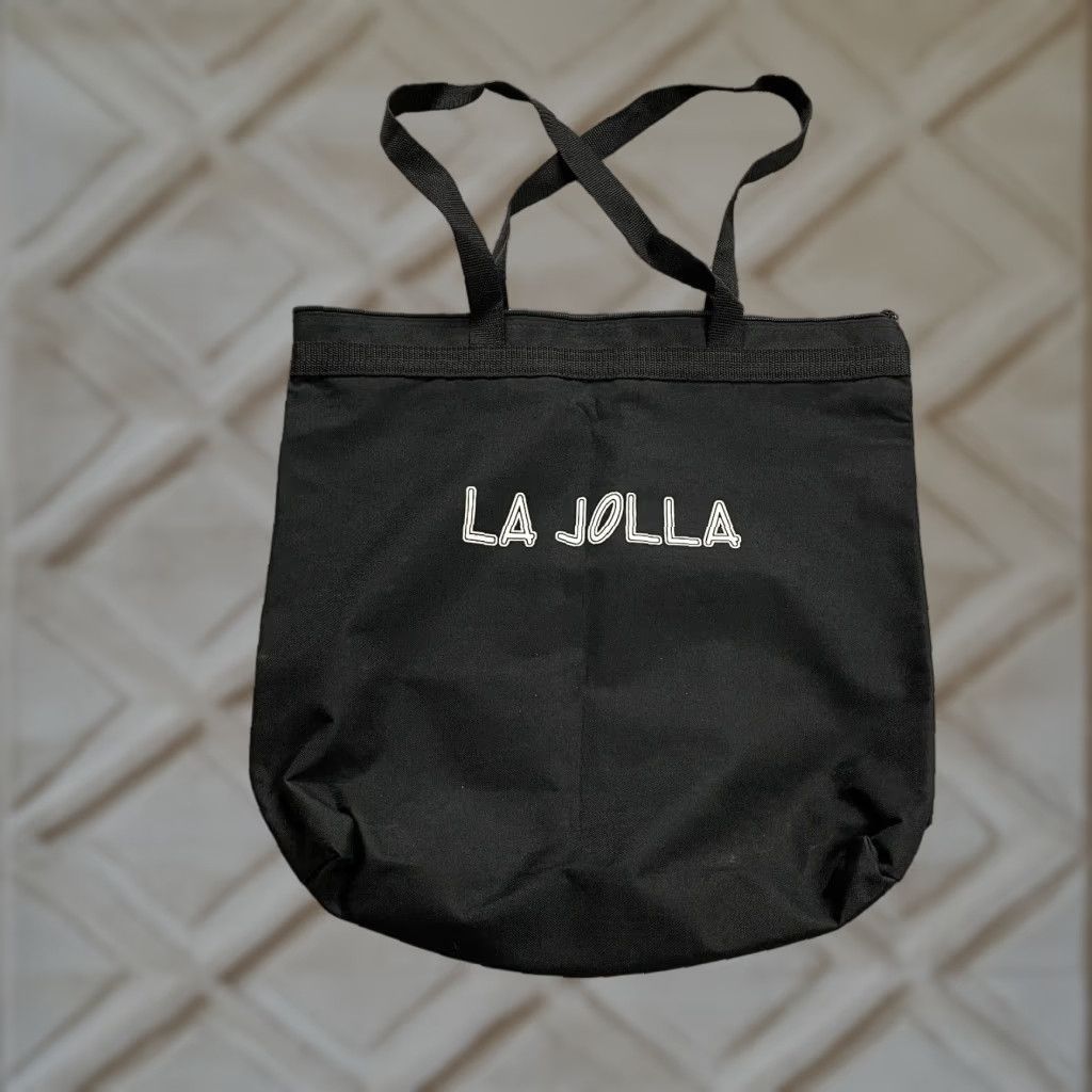 Vintage La Jolla Tote Bag Womens Canvas Black Full Zip Graphic Casual Classic Shopping Size ONE SIZE - 1 Thumbnail