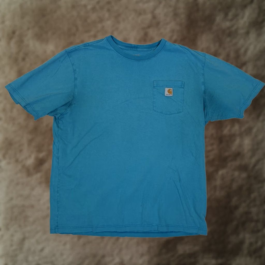 Carhartt VINTAGE Carhartt T-Shirt Pocket Tee 90s K87 Blue XL Tall Men Mens Short Sleeve Crew Neck Shirt Size US XL / EU 56 / 4 - 1 Thumbnail