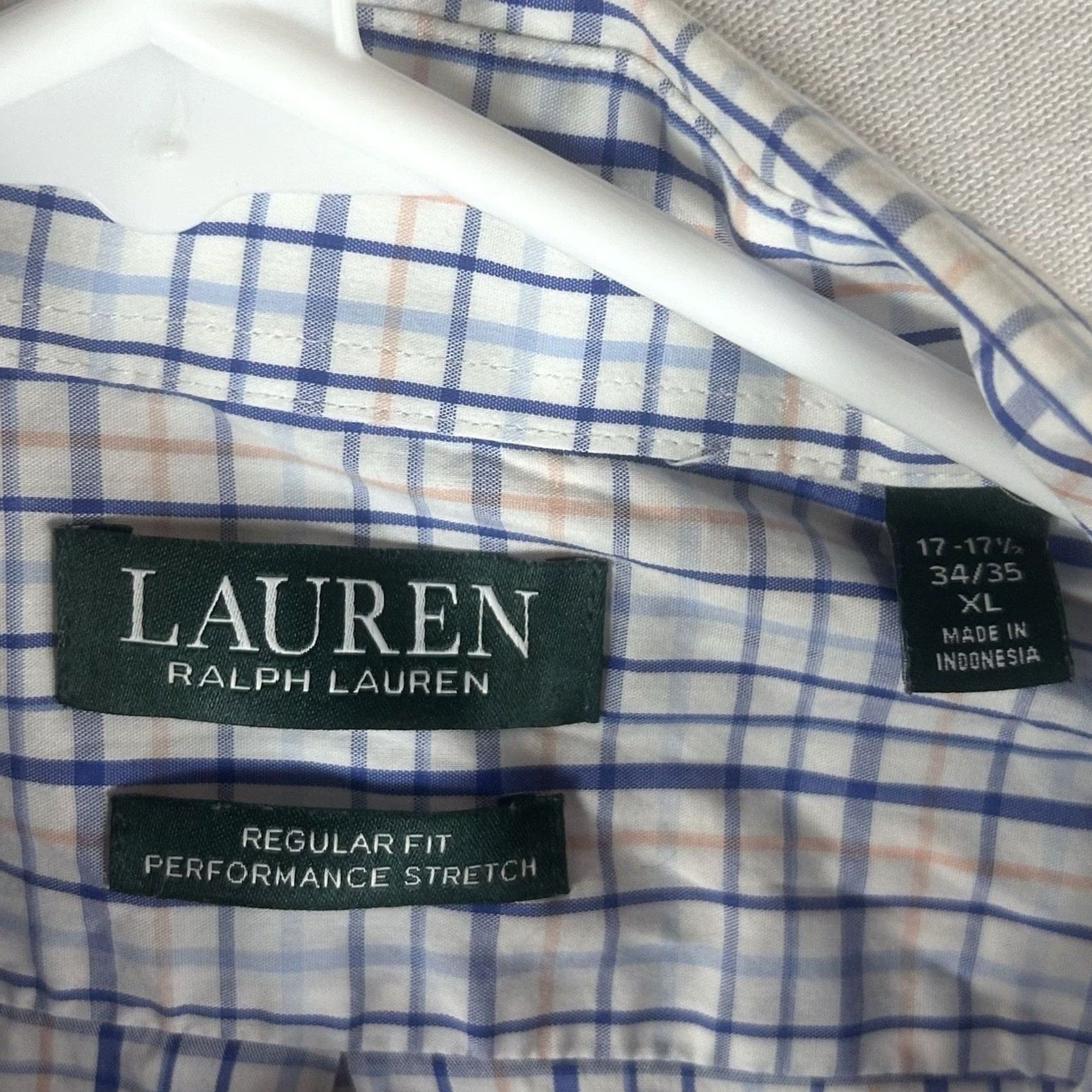 Ralph Lauren Lauren Ralph Lauren Performance Stretch Dress Shirt Mens XL 17-17.5 Blue Plaid Dress Shirt Size 46R - 3 Thumbnail