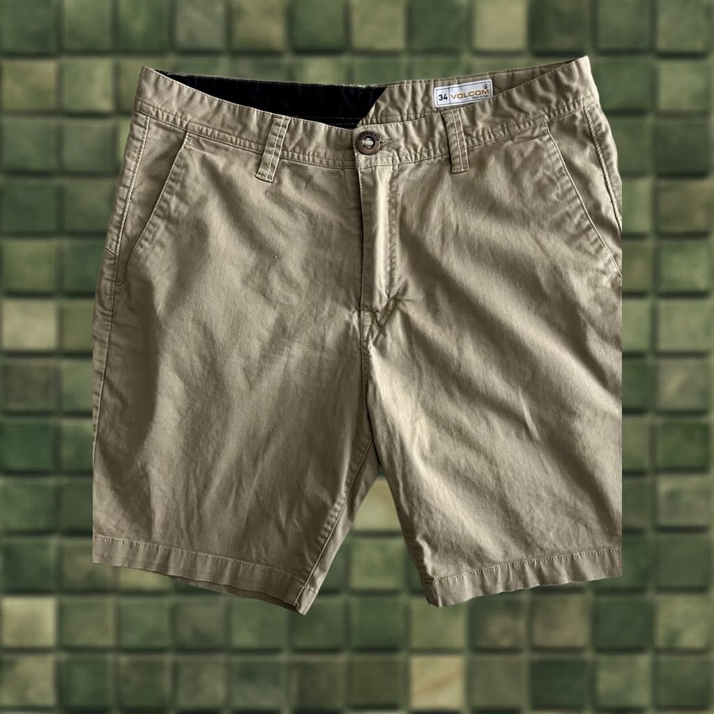 Volcom Volcom True To This Shorts Mens 36 Tan Khaki Front Modern Fit Chinos Tag 34 Size US 36 / EU 52 - 1 Thumbnail