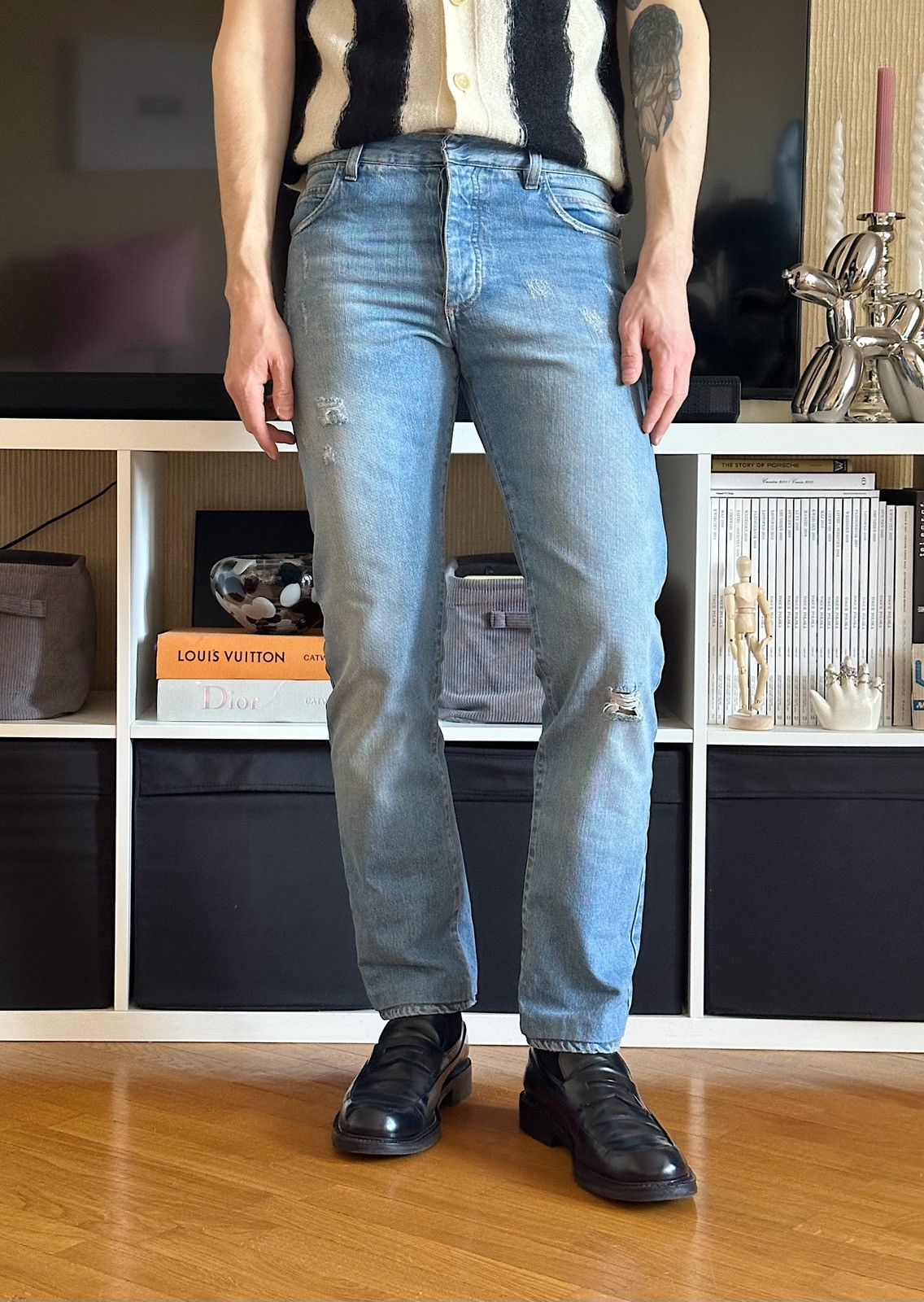 Balmain BALMAIN Decarnin FW 2011 Distressed Biker Denim Jeans kanye Size US 30 / EU 46 - 6 Thumbnail