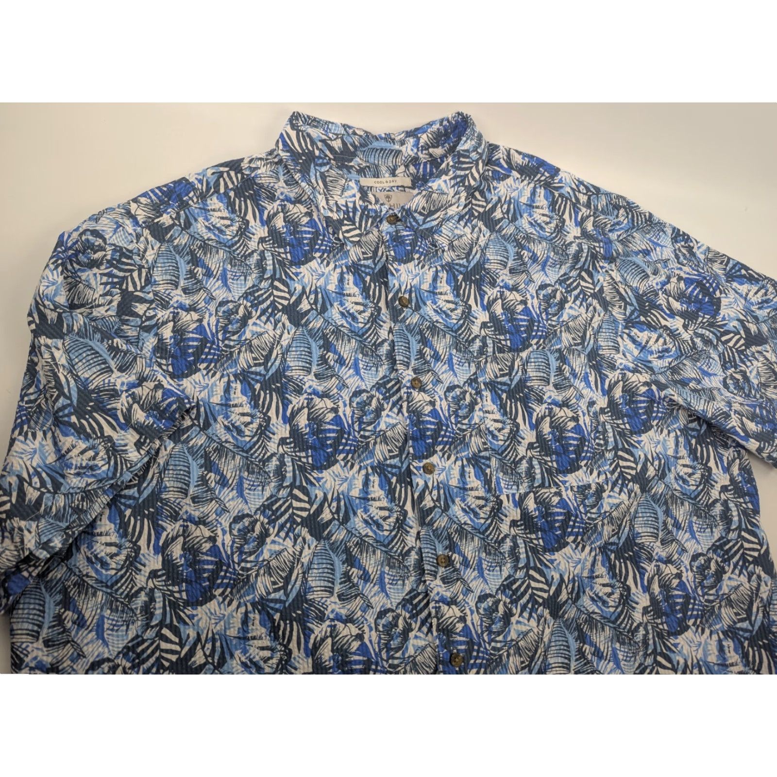 Vintage Oak Hill Shirt Mens 2XL Blue Palm Tree Seersucker Button Short Sleeve Size US XXL / EU 58 / 5 - 2 Thumbnail