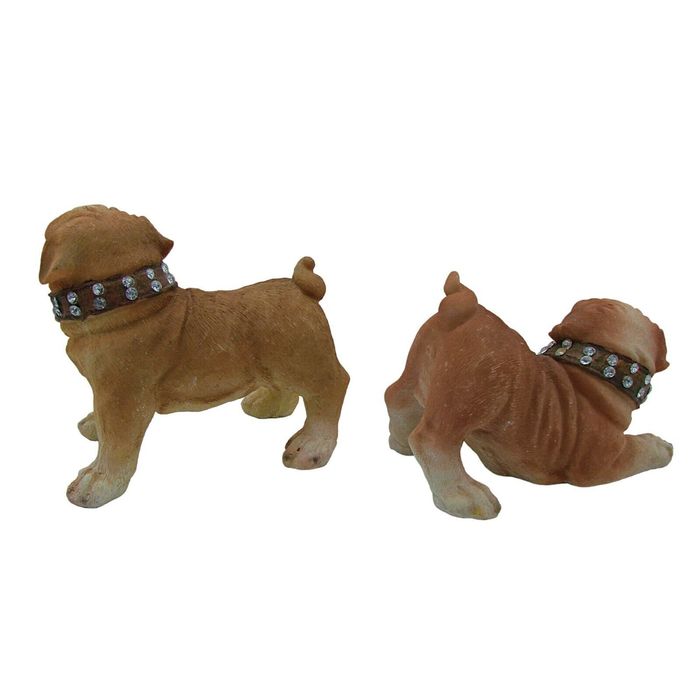 Vintage Set of 2 Pug Dogs Figurines Jeweled Collars Collectible Disp ...