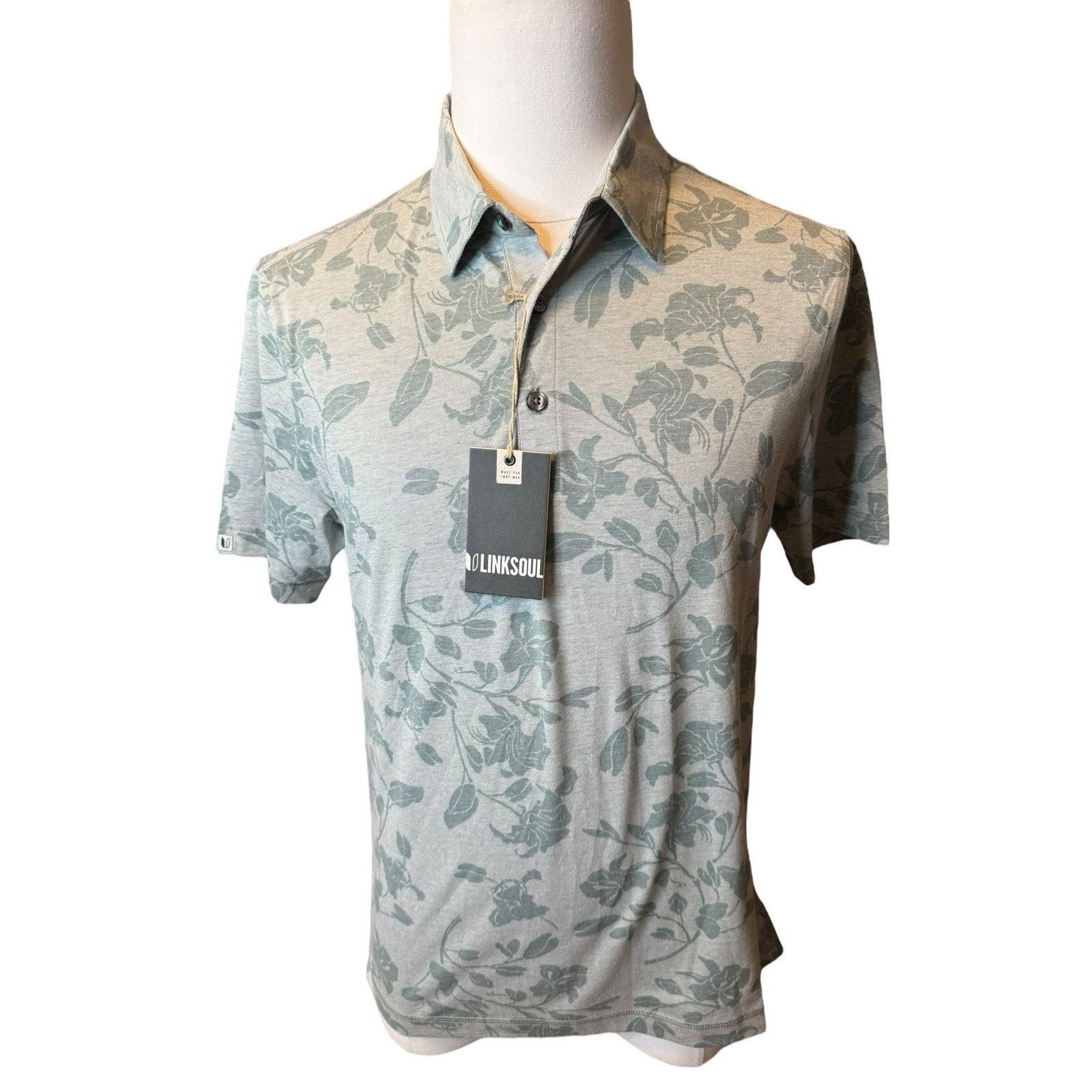 Other Linksoul NEW Golf Floral Print Polo Shirt Casual Gray Size US S / EU 44-46 / 1 - 1 Thumbnail
