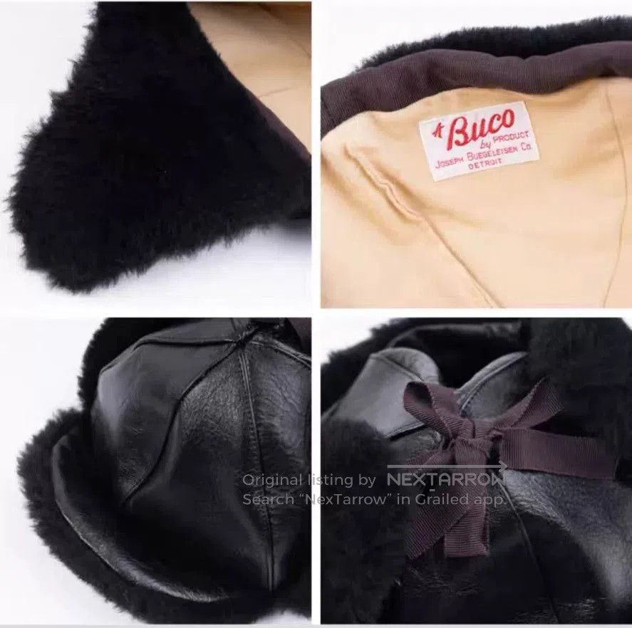 The Real McCoy's black leather earflap hat. Size ONE SIZE - 2 Thumbnail
