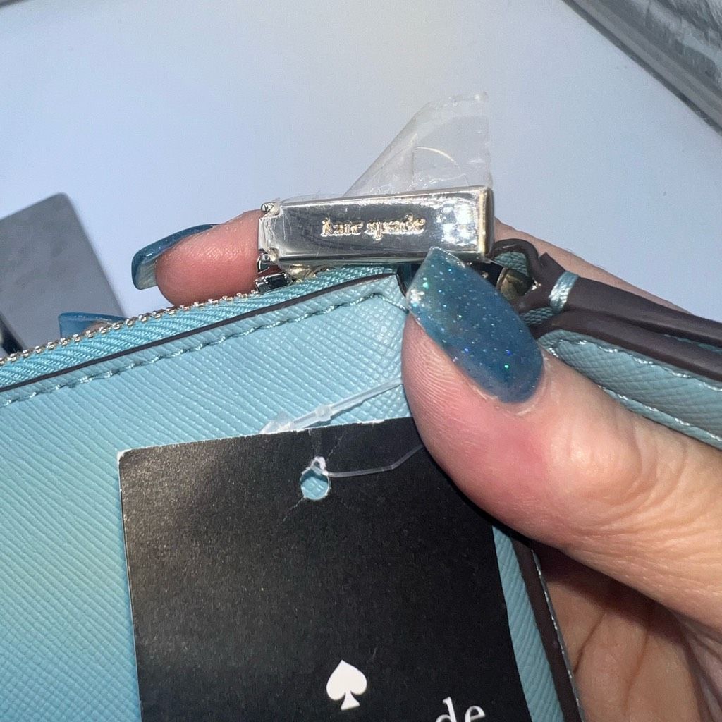 Kate Spade Kate Spade Small Saffiano PVC Crossbody in Smokey Blue Size ONE SIZE - 7 Thumbnail