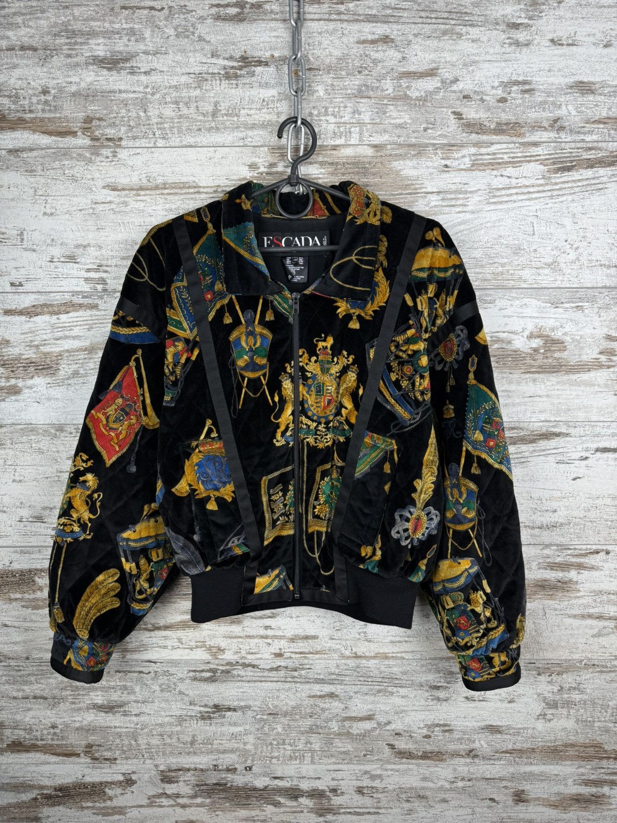 Escada Escada by Margaretha Ley 1980's Multi Printed Velvet Jacket Size XS / US 0-2 / IT 36-38 - 1 Thumbnail
