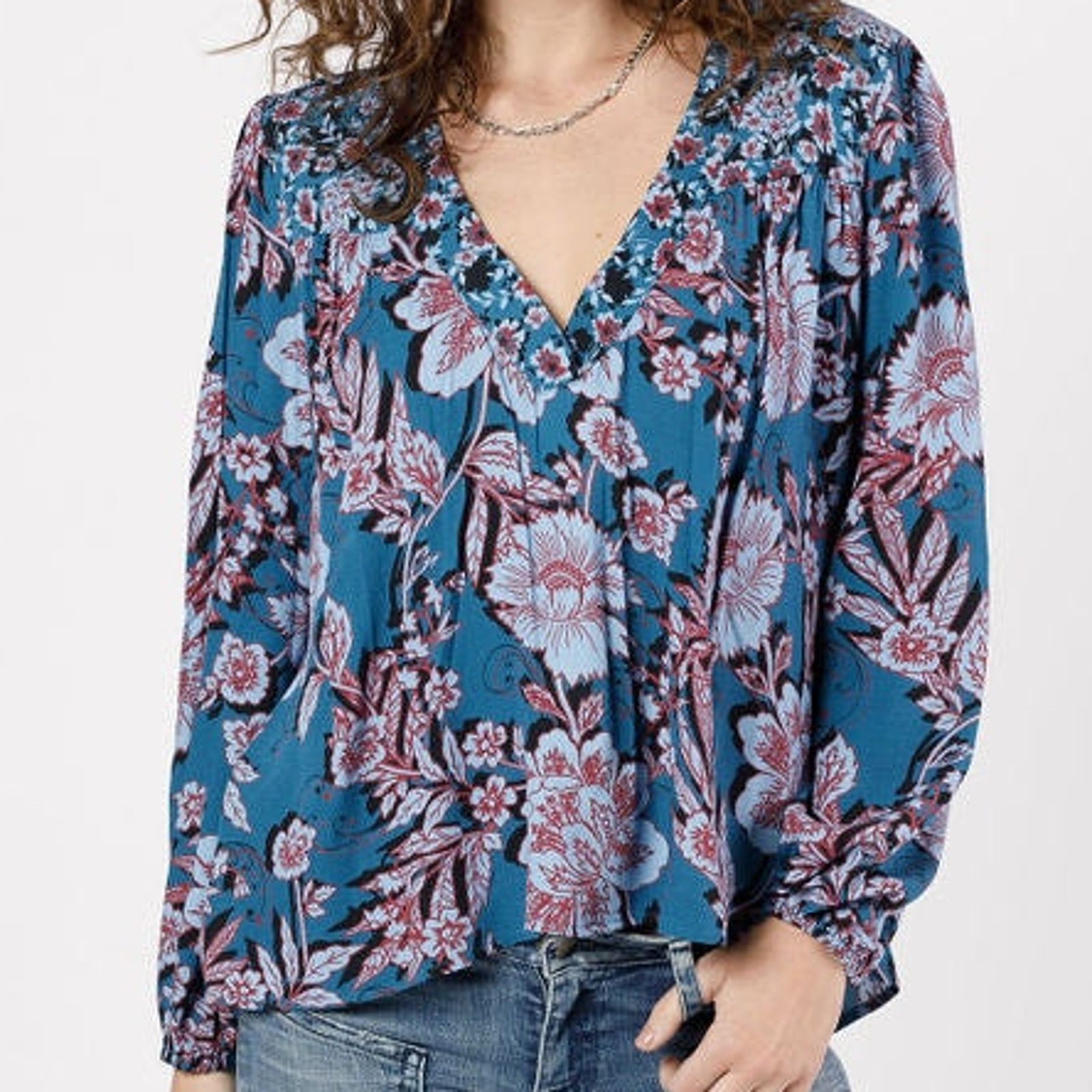 Other NWT B.O.G. Band of the Free Josie Blouse Top Sz. L Sapphire Size L / US 10 / IT 46 - 3 Thumbnail