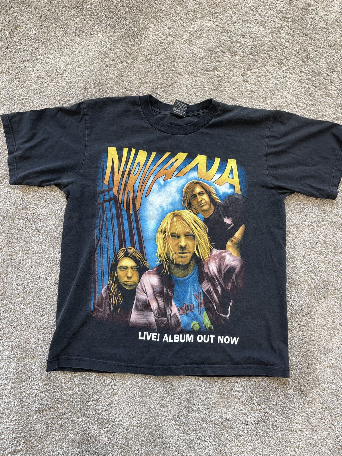 Vintage Nirvana Live Album Kurt Cobain Tee T Shirt Sz L