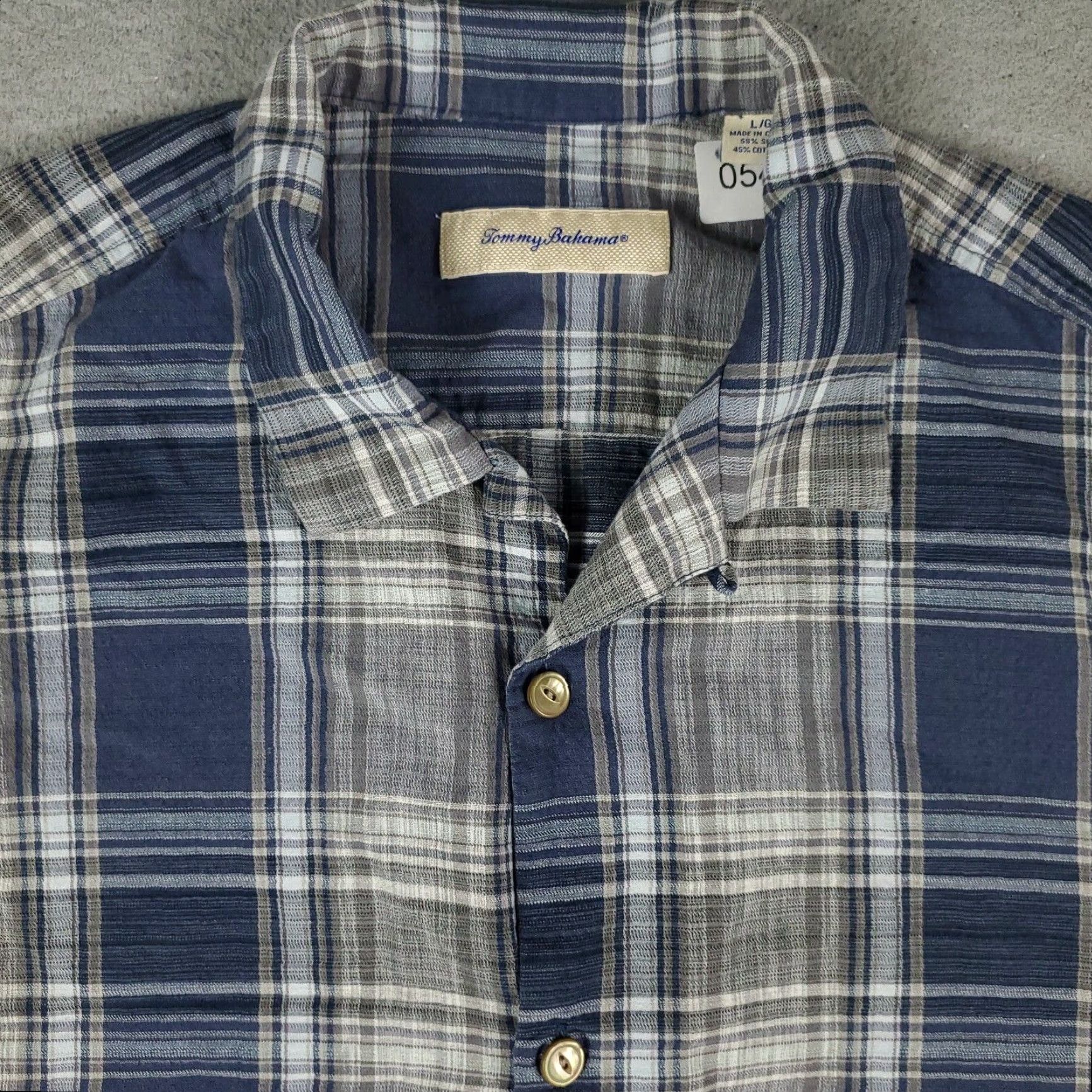 Tommy Bahama Tommy Bahama Shirt Mens Large Blue Plaid Short Sleeve Button Up Silk Cotton Size US L / EU 52-54 / 3 - 2 Thumbnail