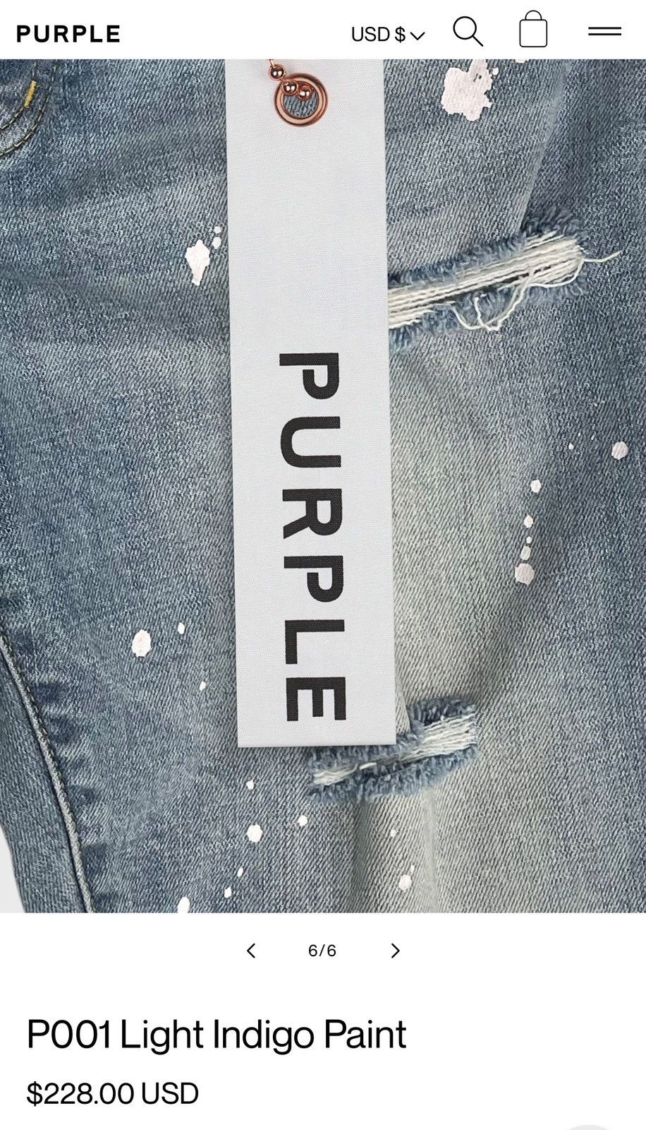 Purple P001 Light Indigo Paint Size US 31 - 17 Thumbnail