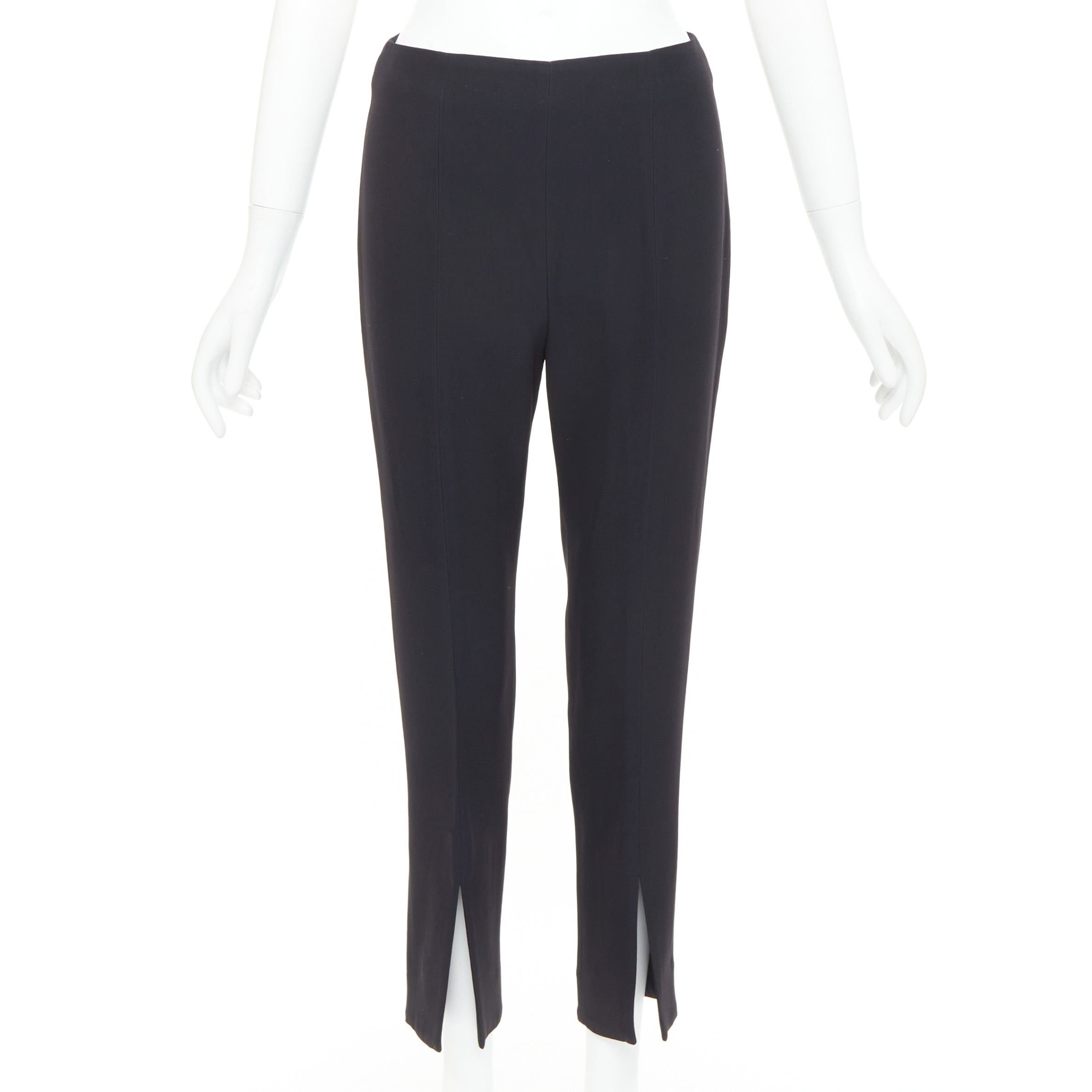 Alexander McQueen ALEXANDER MCQUEEN black silky slit front high waisted cropped pants IT40 S Size 27" / US 4 / IT 40 - 1 Thumbnail
