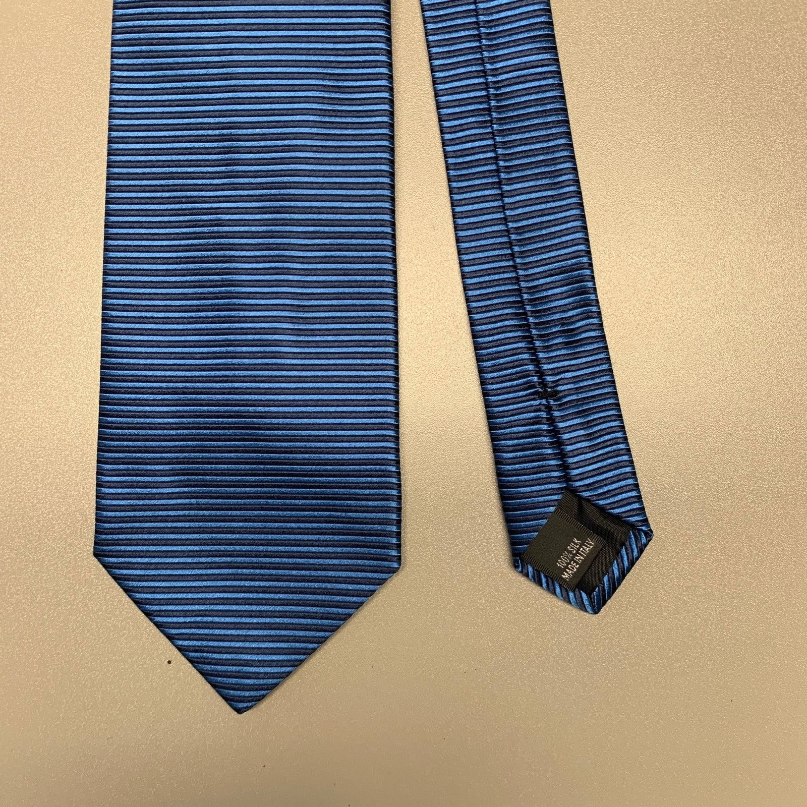 Other PETER PANOS Blue Black Stripe Silk Tie Size ONE SIZE - 1 Thumbnail