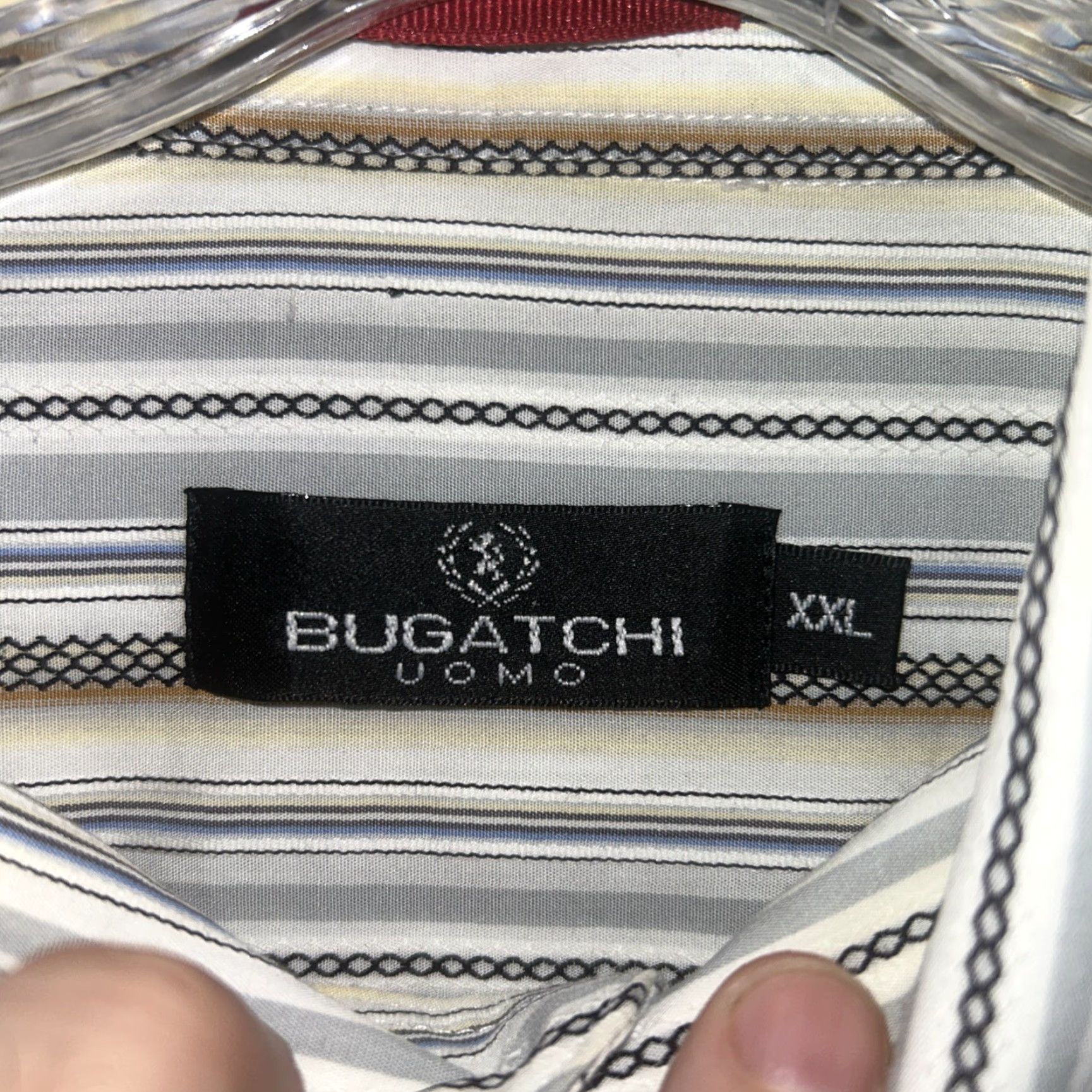 BUGATCHI Bugatchi Uomo XXL Mens Long Sleeve Button Down Shirt Striped White Size US XXL / EU 58 / 5 - 4 Thumbnail