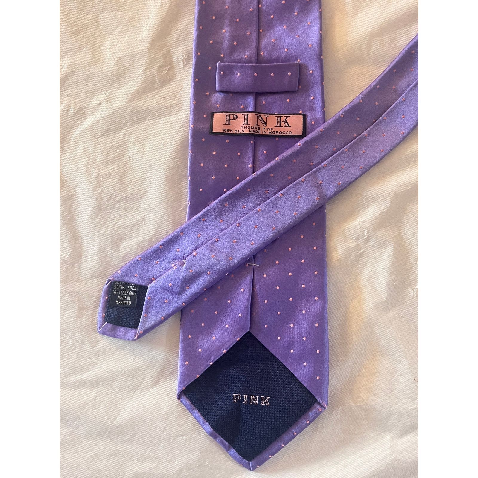 Thomas Pink Thomas Pink Neck Tie - 100% Silk - Purple polkadot Size ONE SIZE - 6 Thumbnail