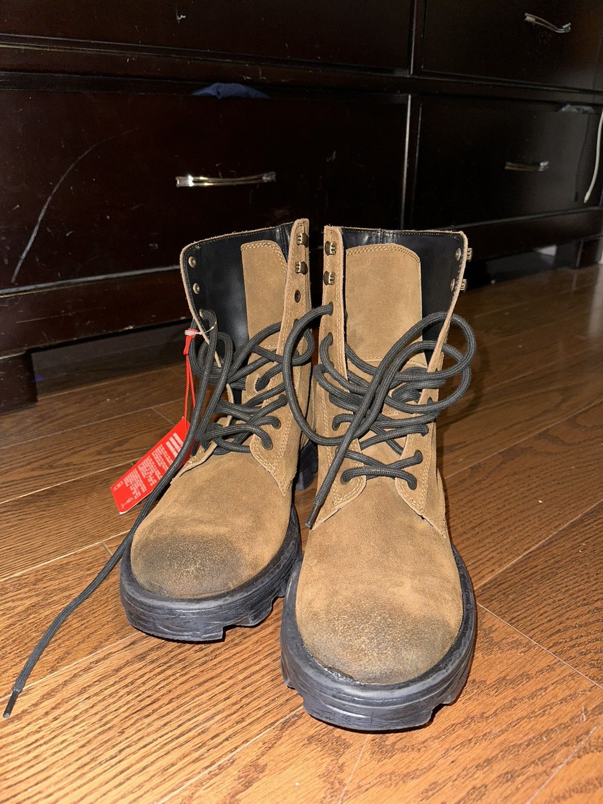 Diesel DIESEL D-HAMMER BT Combat Boots - Walnut Brown Oiled Suede Size US 10.5 / EU 43-44 - 6 Thumbnail