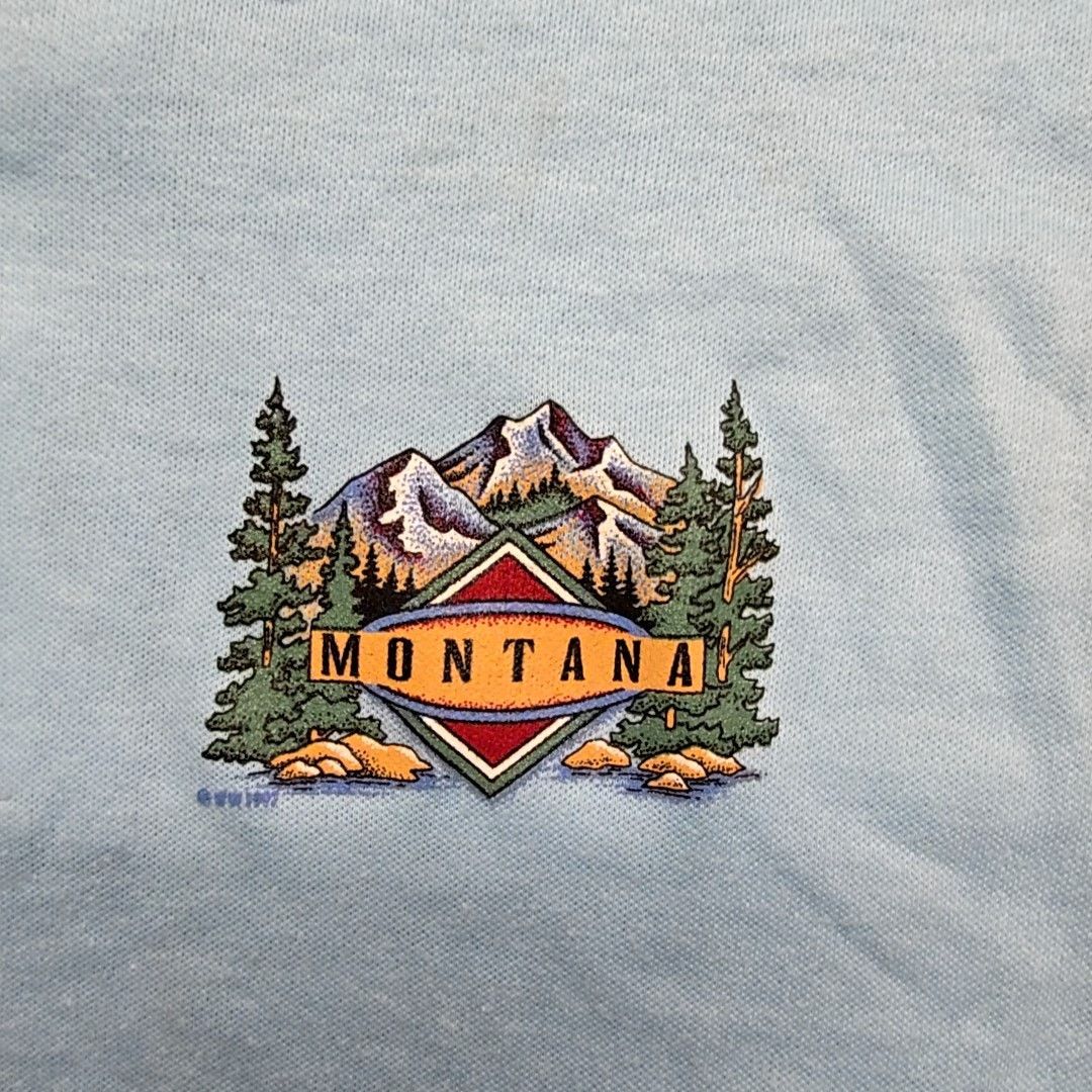 Vintage Vintage Montana Polo Nature Graphic Light Blue S Shirt 90s Size S / US 4 / IT 40 - 2 Thumbnail
