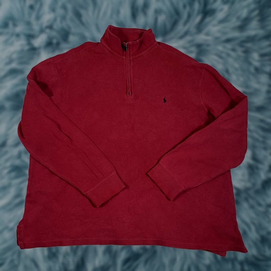Ralph Lauren VINTAGE Ralph Lauren Polo Sweater Mens XL Red 1/4 Zip Knit Pullover Knit Pullover XL Red Mens Size US XL / EU 56 / 4 - 1 Thumbnail