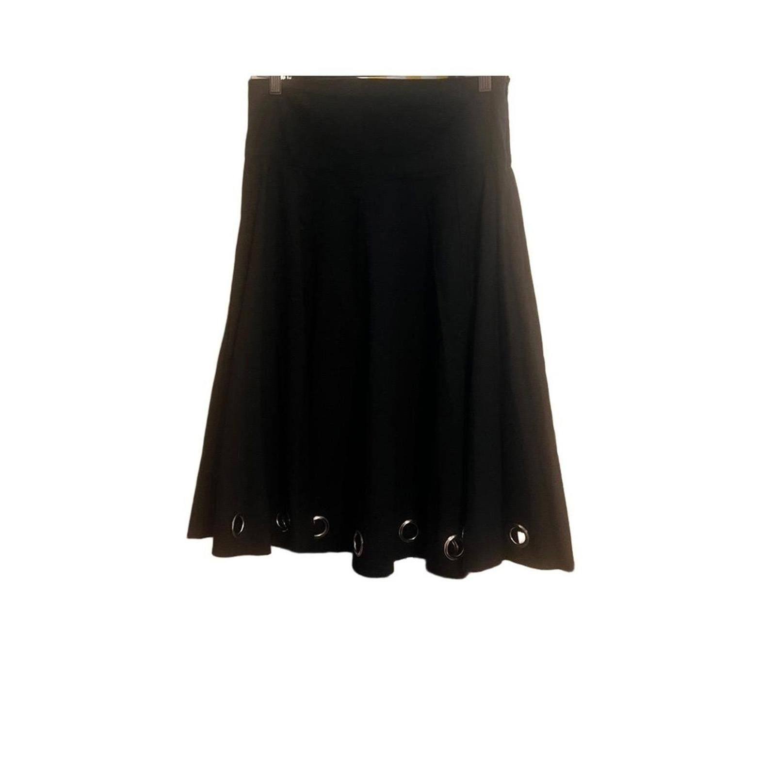 Other WD•NY Skirt 8 Black White A-Line Midi Cropped Rivet Hem Size 30" / US 8 / IT 44 - 2 Thumbnail