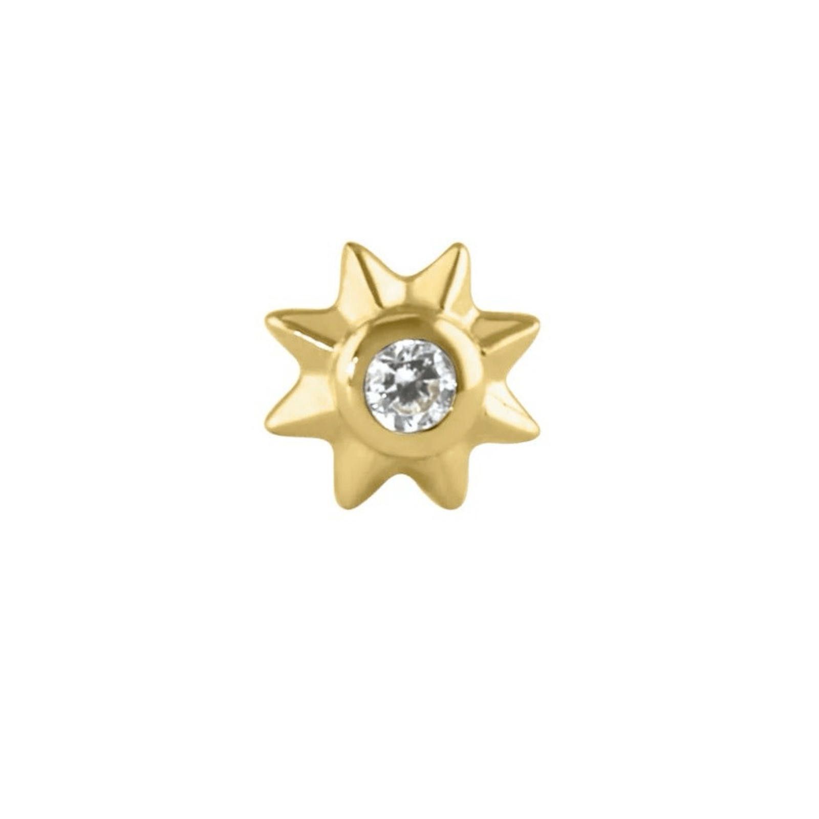 NBDN Nobrandedon Solid 14K Gold Sun CZ Nose Stud New Size ONE SIZE - 2 Thumbnail