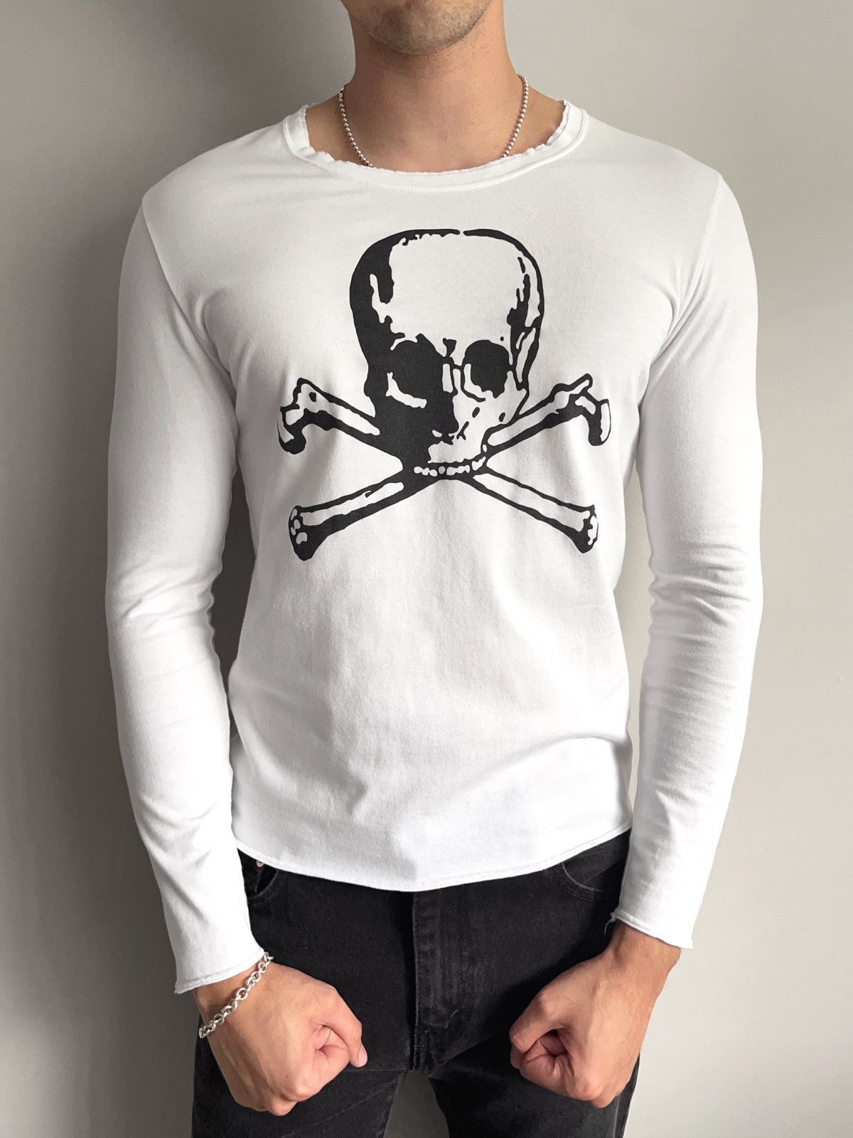 Katharine Hamnett London Skull & Crossbones Raw Edge Longsleeve Size US M / EU 48-50 / 2 - 1 Thumbnail