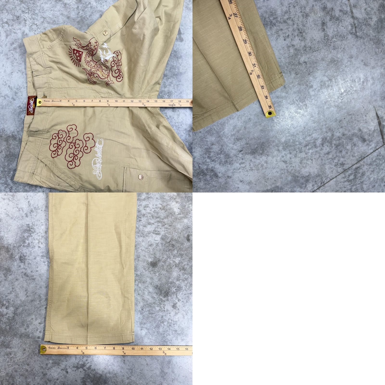 Ecko Unltd. Ecko Unltd Pants Mens 36x30 Beige Cargo Baggy Wide-Leg Dragon Embroidered Y2K Pants Mens Wide-Leg Cargo Beige Dragon Embroidered 36x30 Mens Boys? Size US 36 / EU 52 - 8 Thumbnail