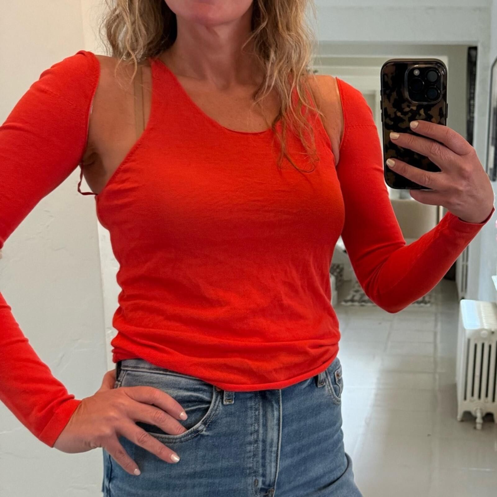 Helmut Lang NWT $445 Helmut Lang Orange Long Sleeve Top, Size M Size M / US 6-8 / IT 42-44 - 1 Thumbnail