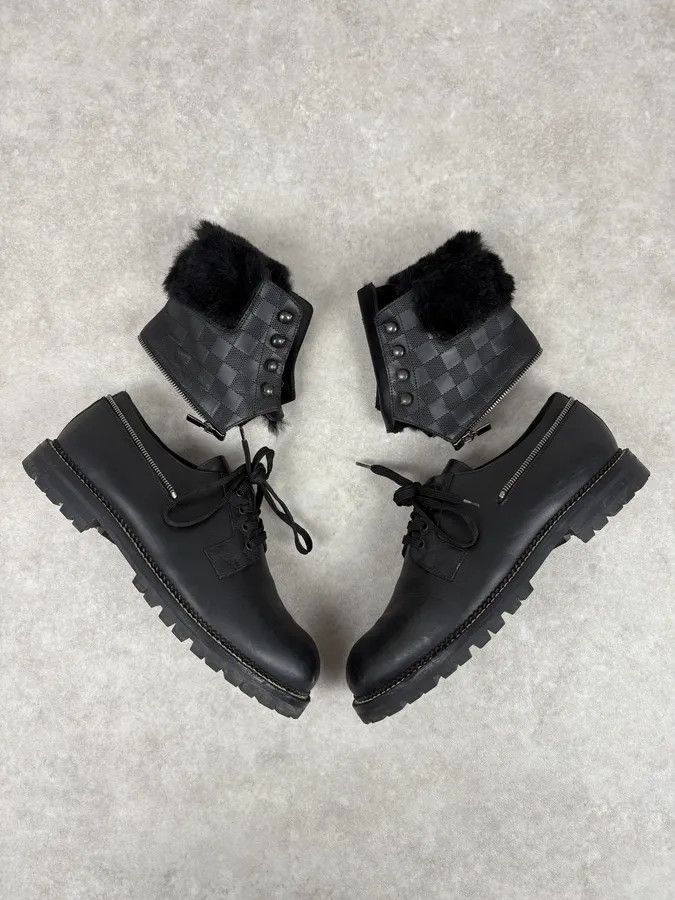 Louis Vuitton Louis Vuitton Black Damier Leather Classy Derby Boots Size US 10.5 / EU 43-44 - 2 Thumbnail