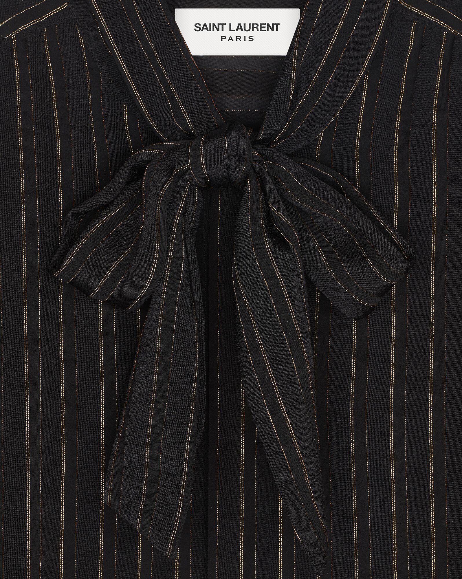 Saint Laurent Paris o1bcso1str0924 Lavalliere-Neck Shirt in Black Size US XXS / EU 40 - 4 Thumbnail