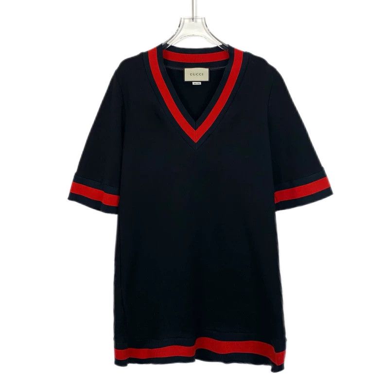 Gucci Black V-Neck Striped Dress by Gucci Size 36" / US 14 / IT 50 - 1 Thumbnail