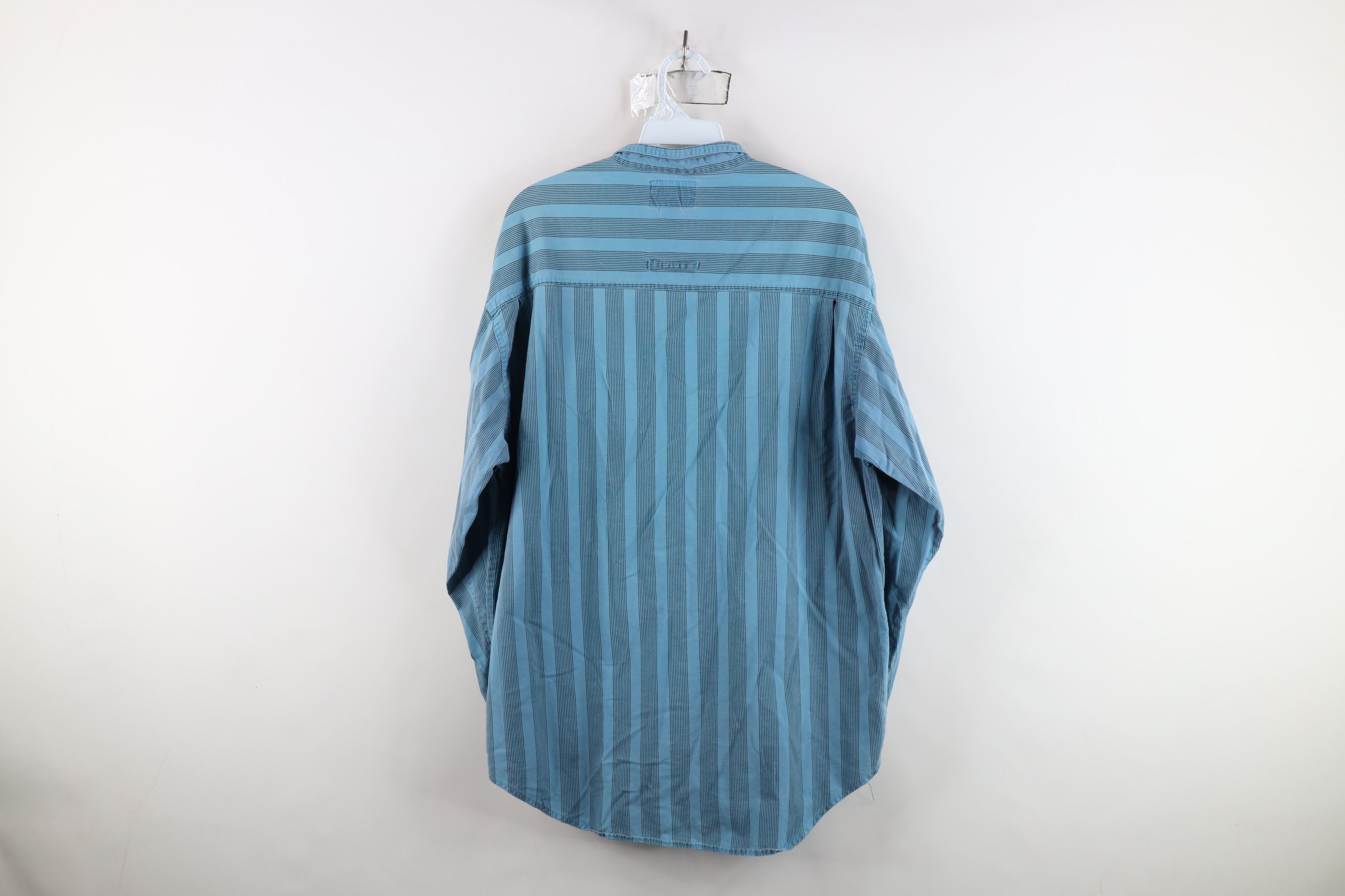 Vintage Vintage 90s Streetwear Baggy Striped Button Shirt Blue Size US M / EU 48-50 / 2 - 13 Thumbnail