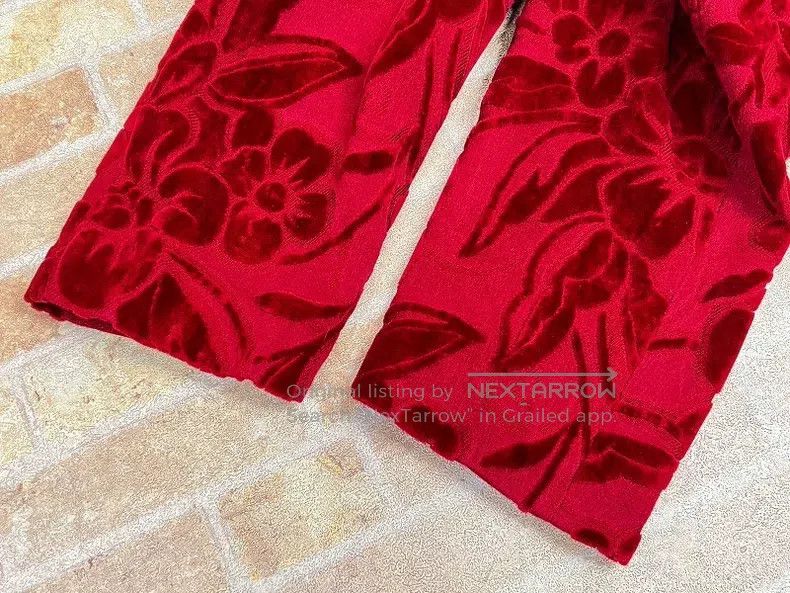 Comme des Garcons Comme des Garcons Red floral velvet design top Size S / US 4 / IT 40 - 6 Thumbnail