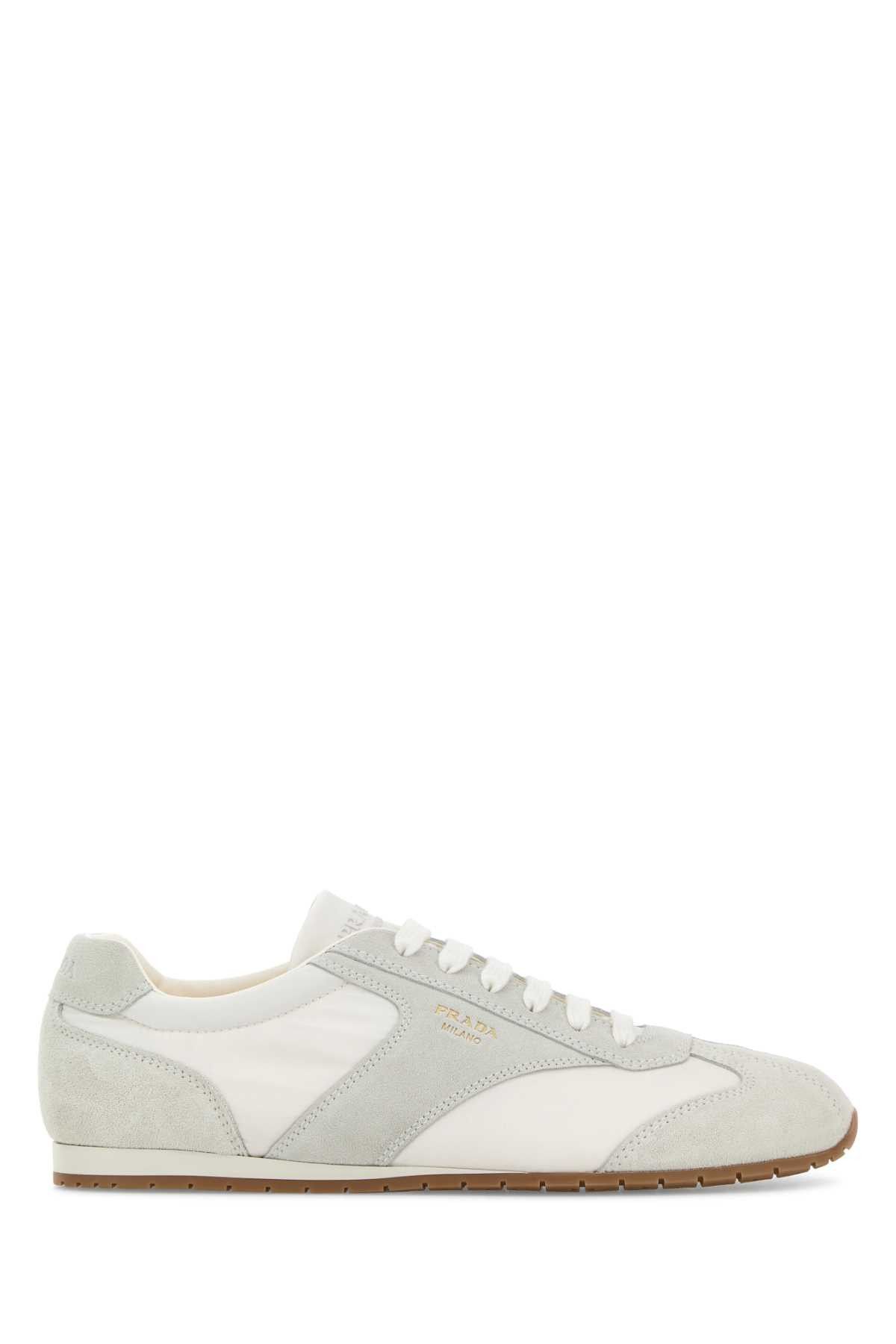 Two-Tone Suede And Fabric Sneakers
