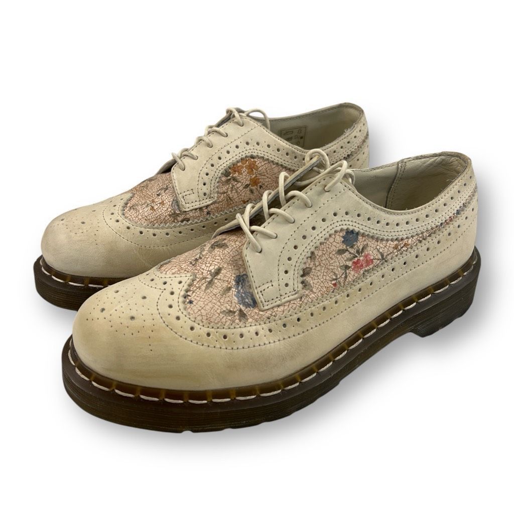 image of Dr Martens Floral Wing Tip Ro Cut Floral Oxford Shoes Size 8 in Tan, Women's
