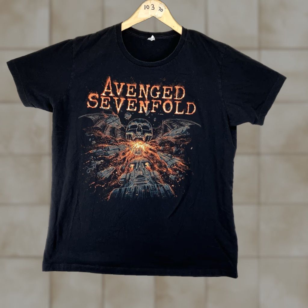 Vintage Avenge Sevenfold T Shirt Mens Large Black All Cotton Spaceship Graphic Size US L / EU 52-54 / 3 - 1 Thumbnail
