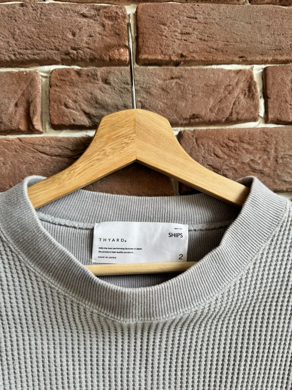 Japanese Brand Ships Thyard Japanese Designer Gray Waffle Crewneck Sweatshi Size US M / EU 48-50 / 2 - 8 Thumbnail