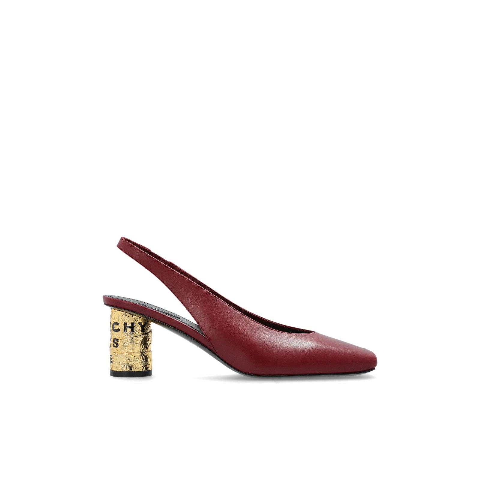 GIVENCHY Tape Burgundy Leather 75mm Heel Mules New & Authent