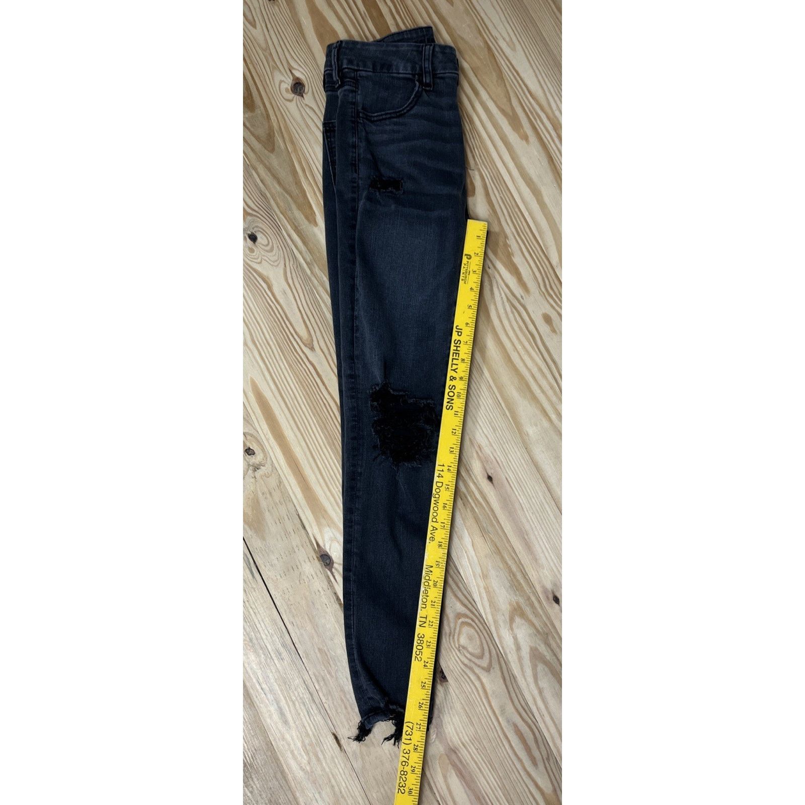 American Eagle Outfitters American Eagle Forever Soft Distressed Jeans 6 Jegging Black Size 28" / US 6 / IT 42 - 7 Thumbnail