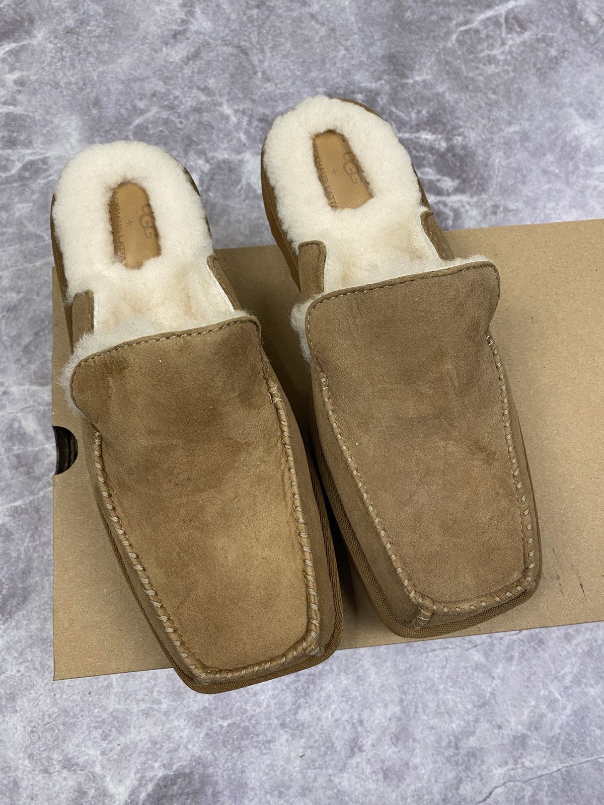 Ugg x Eckhaus Latta Square Toe Sheepskin and Leather Mules