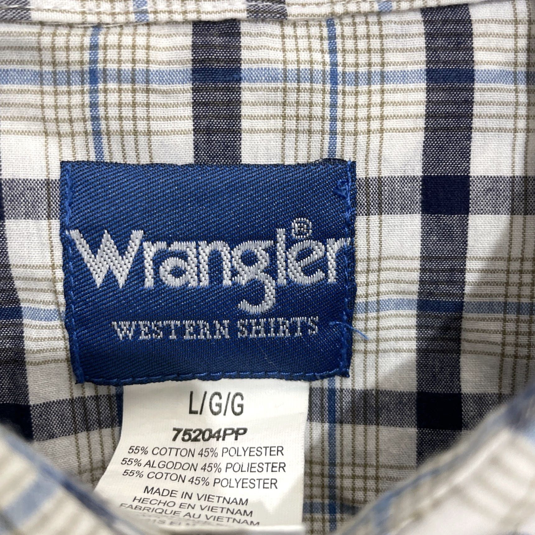 Wrangler VINTAGE Wrangler Wrancher Pearl Snap Western Shirt Mens Large Blue White Plaid 75204PP Size US L / EU 52-54 / 3 - 2 Thumbnail