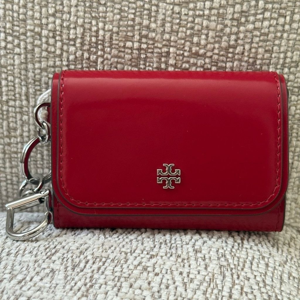 Tory Burch New TORY BURCH EMERSON PATENT FLAP CARD CASE WARM RED Size ONE SIZE - 1 Thumbnail