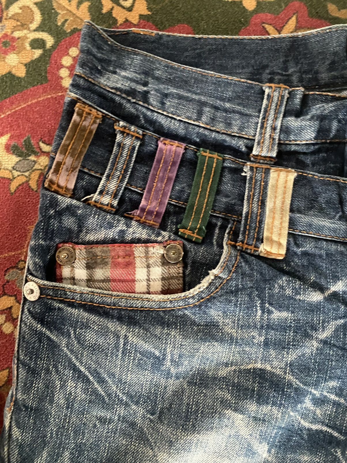 Hysteric Glamour × Japanese Brand × Vintage 🔥RARE🔥Vintage Nylaus Jeans Double Waist Lightning Style Size US 31 - 4 Thumbnail
