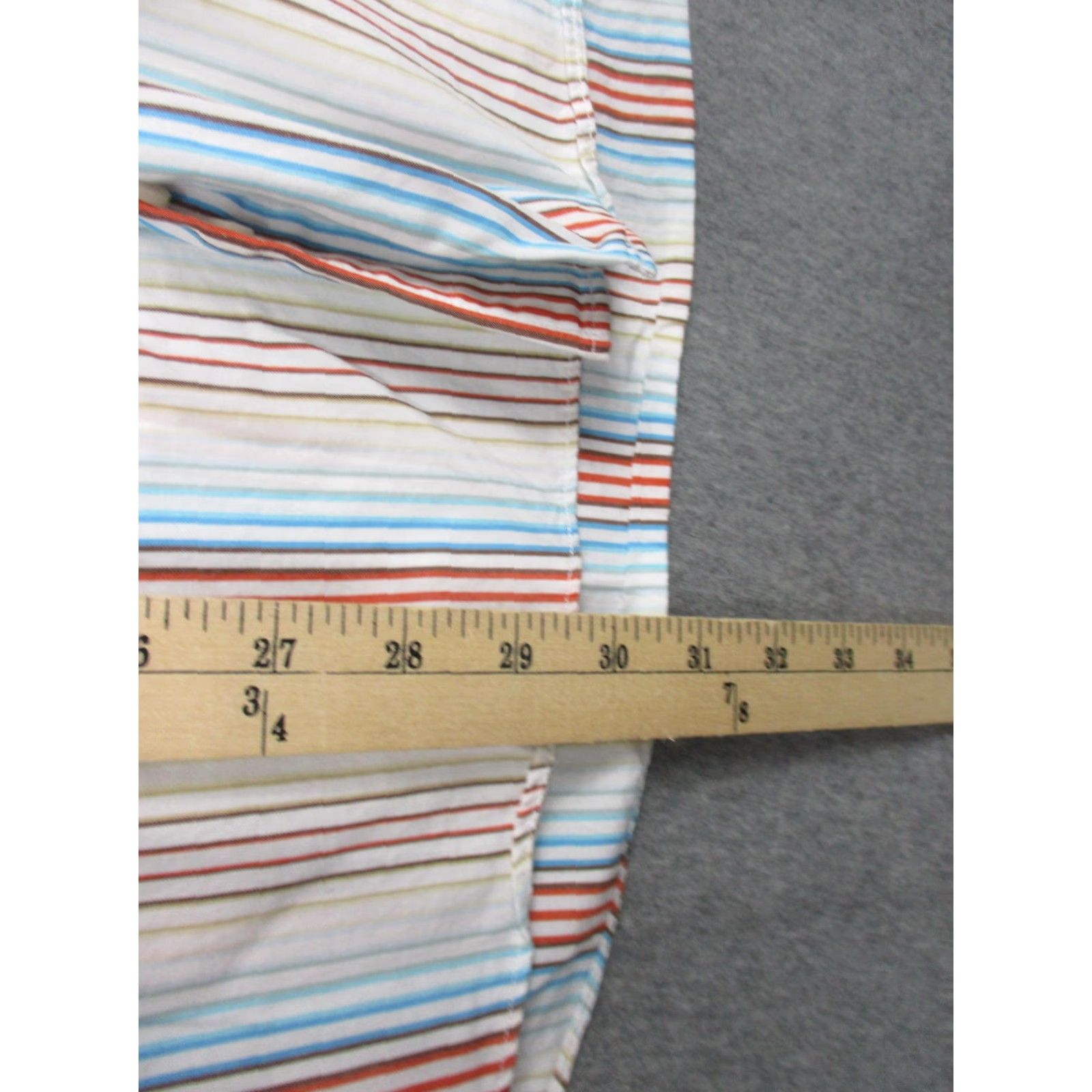 Vintage Alan Flusser Shirt Mens XL Striped Button Down Long Sleeve Pocket Dress Shirt Size 46R - 4 Thumbnail