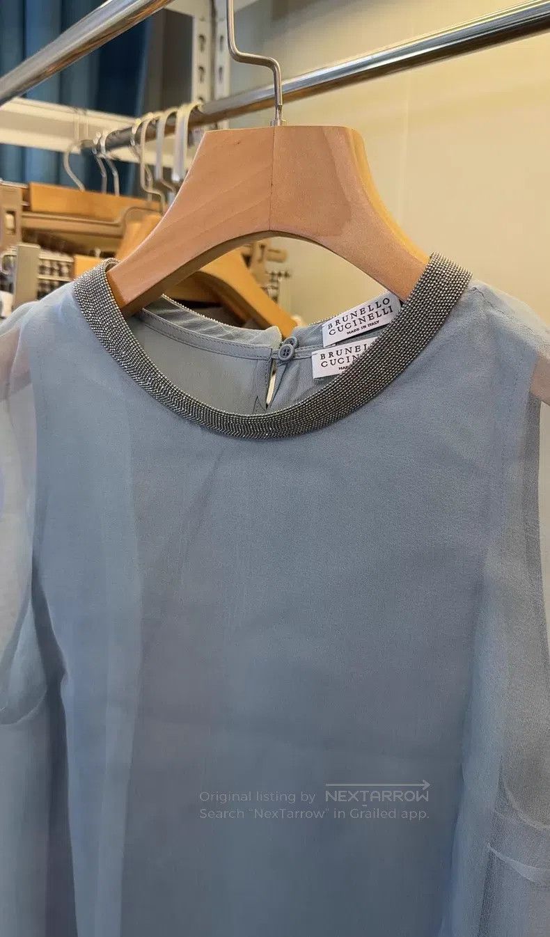 Brunello Cucinelli Brunello Cucinelli Beaded Silk Two-Piece Top Size S / US 4 / IT 40 - 2 Thumbnail